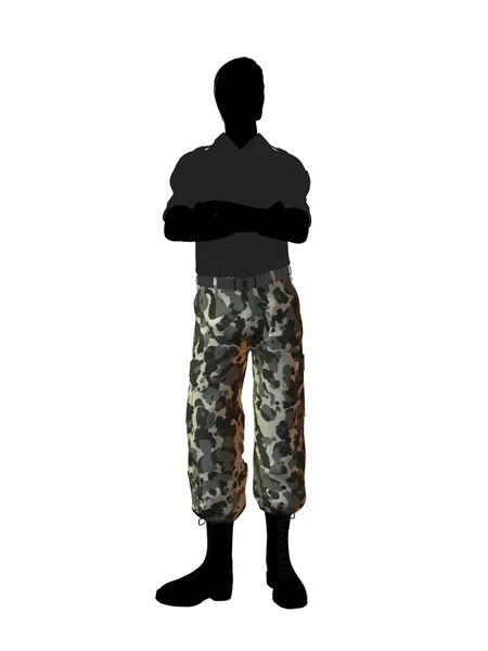 Mužské voják ilustrace silhouette — Stock fotografie