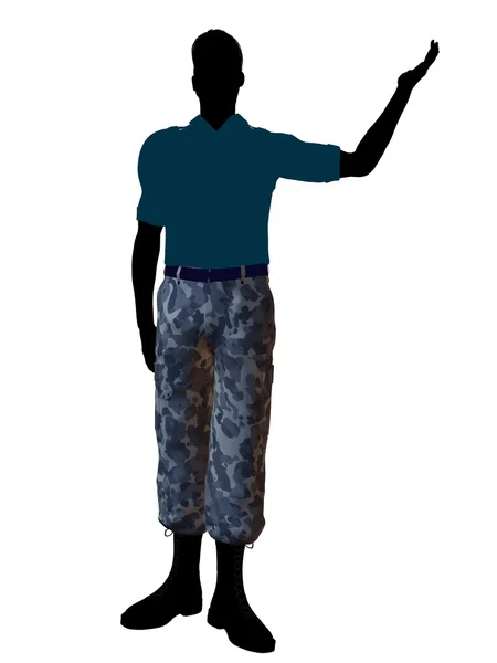 Erkek asker illüstrasyon siluet — Stok fotoğraf