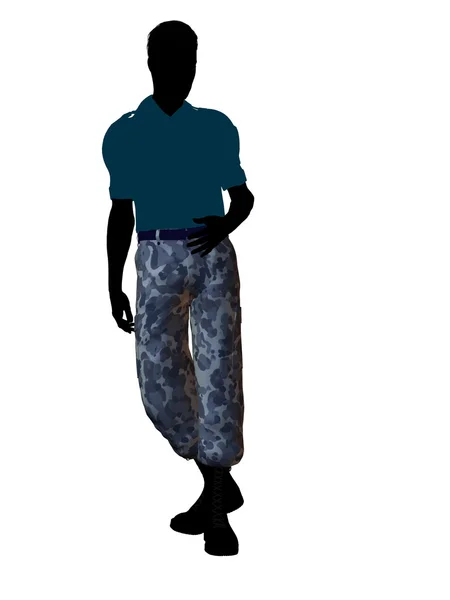Silhueta de ilustração de soldado masculino — Fotografia de Stock