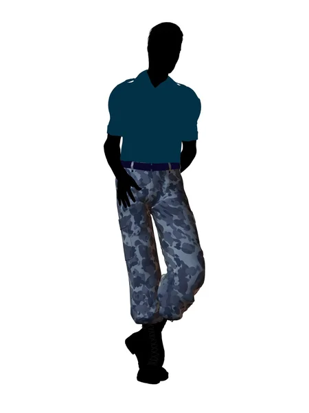 Maschio soldato illustrazione silhouette — Foto Stock
