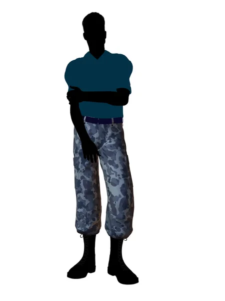 Maschio soldato illustrazione silhouette — Foto Stock