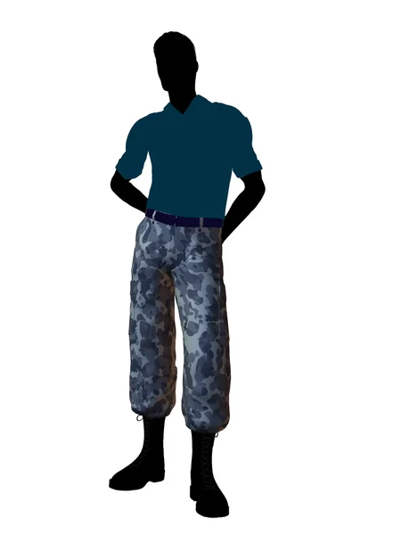 Männliche Soldaten Illustration Silhouette — Stockfoto