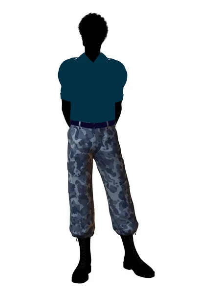 Silhueta de ilustração de soldado afro-americano — Fotografia de Stock