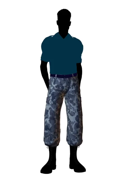 Sylwetka ilustracja mężczyzna żołnierz — Zdjęcie stockowe