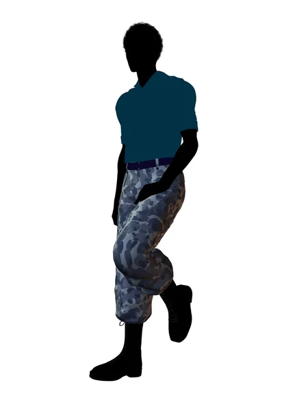 Silueta de ilustración de soldado afroamericano —  Fotos de Stock