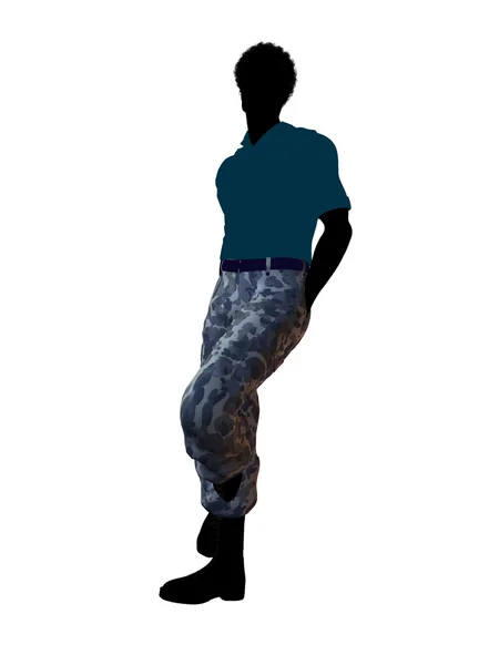 Αφρικής Αμερικανός στρατιώτης εικονογράφηση σιλουέτα — Φωτογραφία Αρχείου