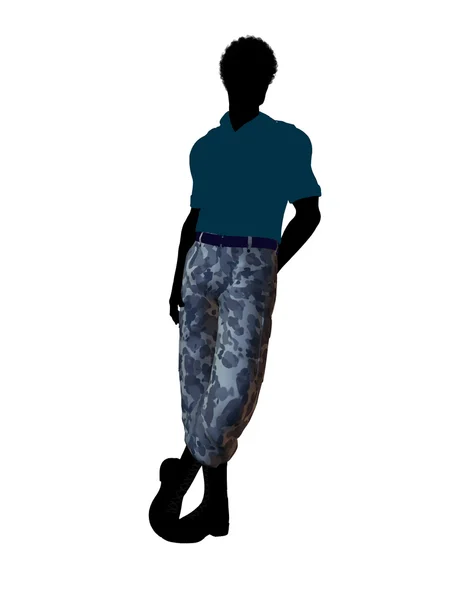 Силуэт иллюстрации афроамериканского солдата — стоковое фото