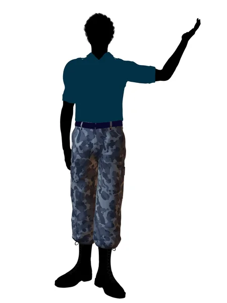 Афро-американських солдатів ілюстрація силует — стокове фото