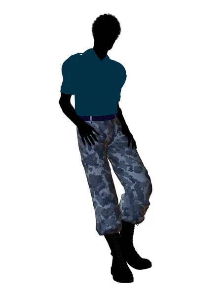 Illustration du soldat afro-américain Silhouette — Photo
