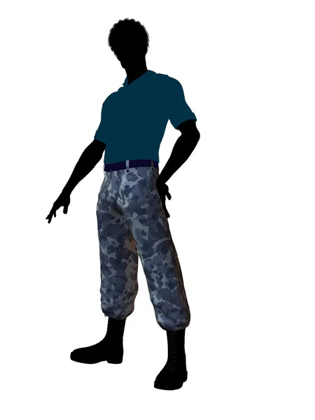 非洲的美国士兵的插图剪影 — 图库照片