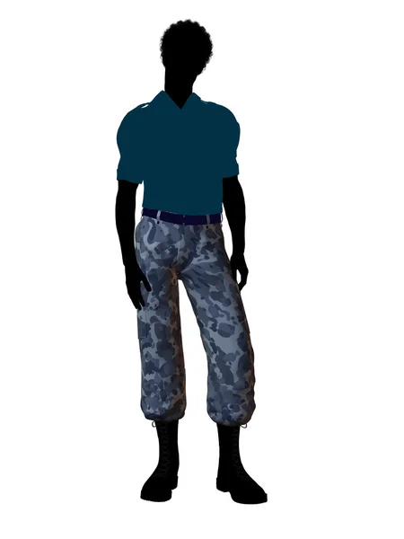 Силуэт иллюстрации афроамериканского солдата — стоковое фото