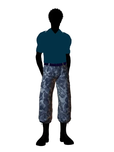 Afro-amerikai katona illusztráció sziluett — Stock Fotó