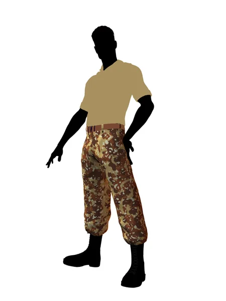 Manlig soldat illustration siluett — Stockfoto