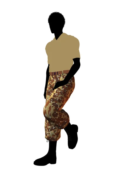 Afrika kökenli Amerikalı asker illüstrasyon siluet — Stok fotoğraf