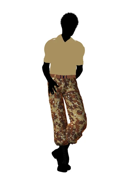 African American Soldier Illustration Silhouette — Stock Photo, Image