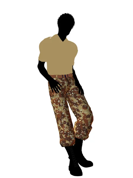 Афро-американських солдатів ілюстрація силует — стокове фото