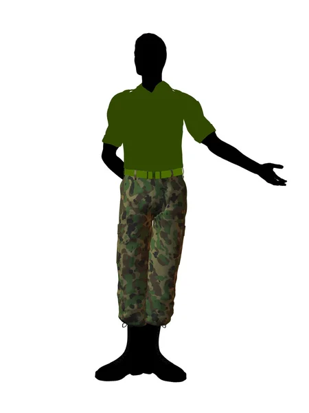 Sylwetka ilustracja mężczyzna żołnierz — Zdjęcie stockowe