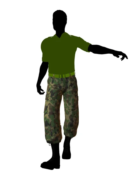 Siluet Soldier Laki-laki — Stok Foto