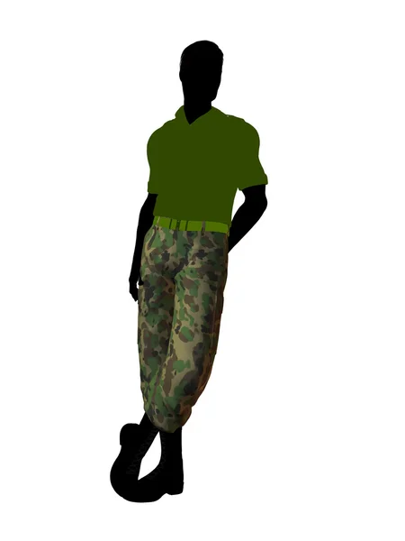 Erkek asker illüstrasyon siluet — Stok fotoğraf