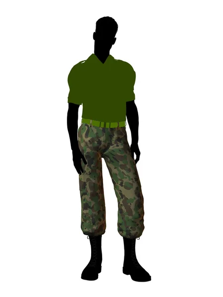 Siluet Soldier Laki-laki — Stok Foto