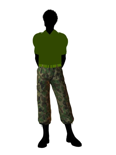 Afrikaanse Amerikaanse soldaat illustratie silhouet — Stockfoto