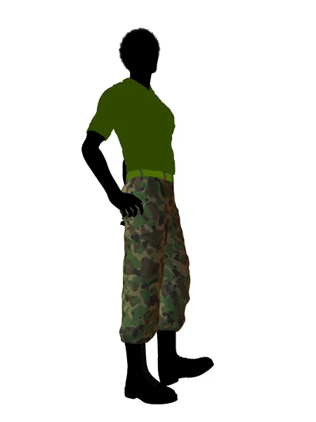 Afrikaanse Amerikaanse soldaat illustratie silhouet — Stockfoto