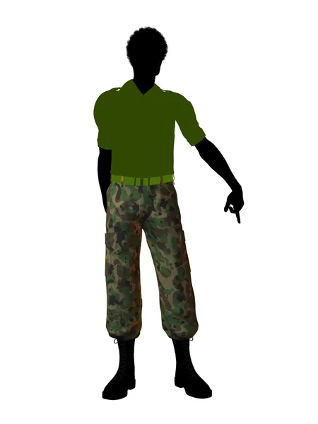 Afrikanischer amerikanischer Soldat Illustration Silhouette — Stockfoto