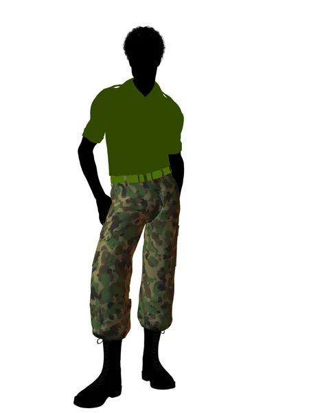 Αφρικής Αμερικανός στρατιώτης εικονογράφηση σιλουέτα — Φωτογραφία Αρχείου