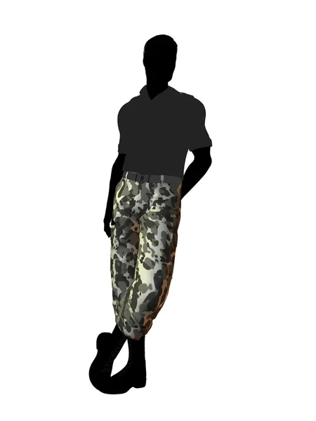 Manlig soldat illustration siluett — Stockfoto