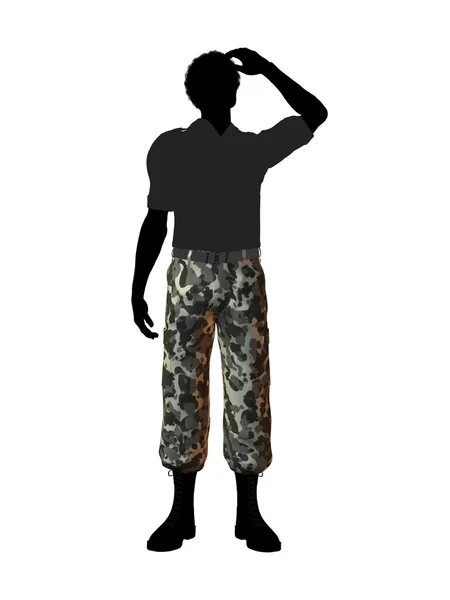 Silhueta de ilustração de soldado afro-americano — Fotografia de Stock