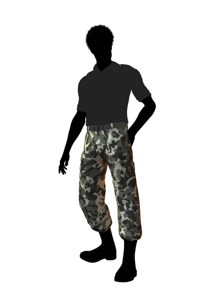 Africký Americký voják ilustrace silhouette — Stock fotografie