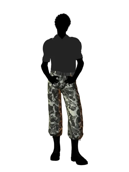 Afrikanischer amerikanischer Soldat Illustration Silhouette — Stockfoto