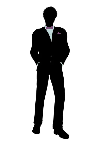 Afro-amerikai ember szmoking Silhouette — Stock Fotó