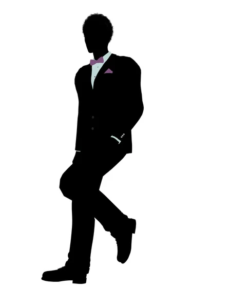 Afrikaanse Amerikaanse man in een smoking silhouet — Stockfoto