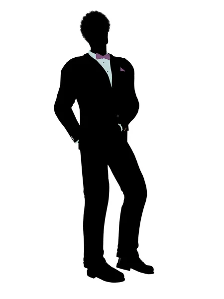 Uomo afroamericano in smoking Silhouette — Foto Stock