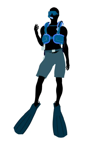Male Scuba Diver Illustration Silhouette — Stock Photo, Image