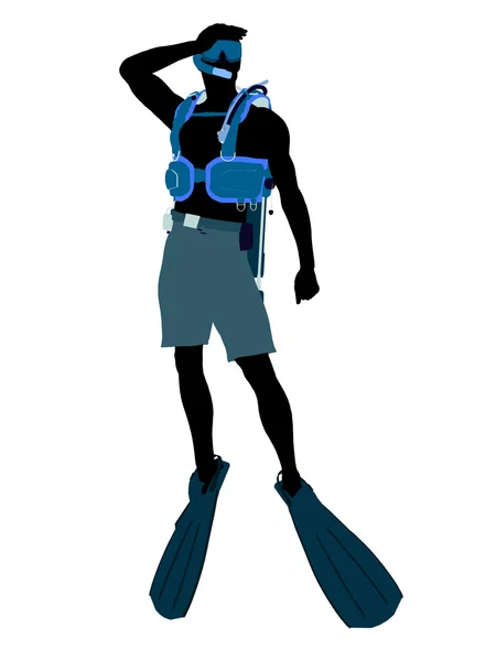 Uomo Scuba Diver Illustrazione Silhouette — Foto Stock
