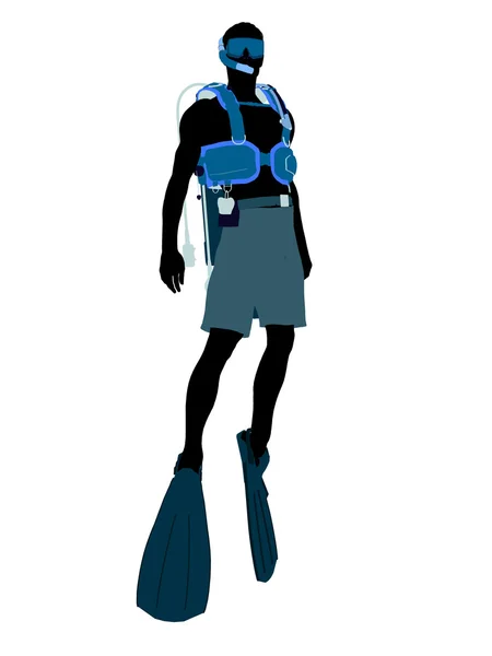 Male Scuba Diver Illustration Silhouette — Stock Photo, Image