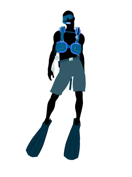 Mergulhador Masculino Ilustração Silhueta — Fotografia de Stock