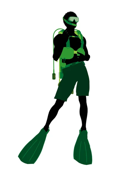 アフリカ系アメリカ人男性スクーバダイバー図 s — ストック写真