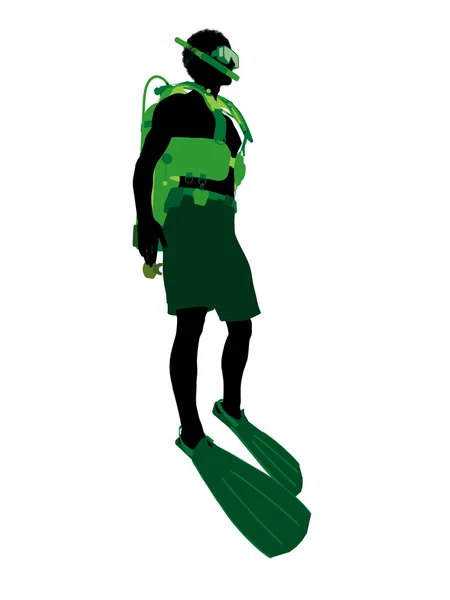 Afryki amerykański mężczyzna płetwonurek ilustracja s — Zdjęcie stockowe