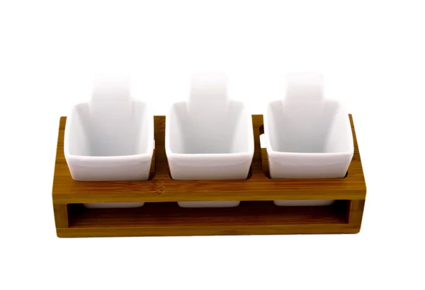 Three white bowls — Stock Photo, Image