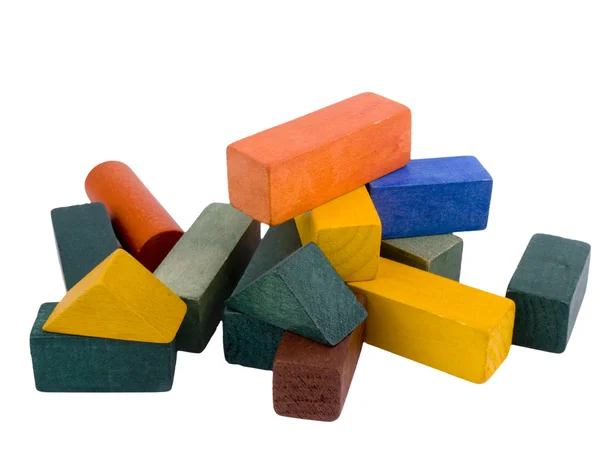 Wooden bricks on white background — Stock Photo, Image