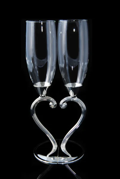 Couple goblets of love heart — Stock Photo, Image