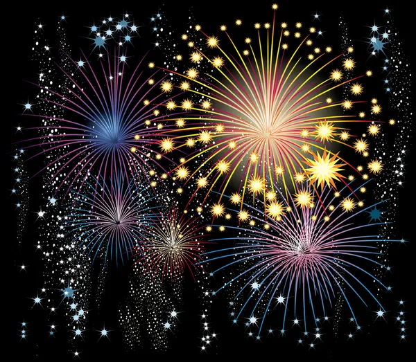 Vector fireworks in the sky — Stock Vector