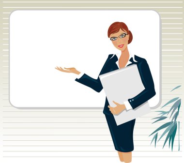 Lady giving presentation clipart