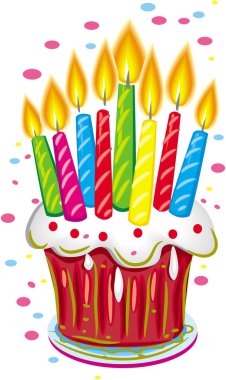 Birthday cake with candles clipart