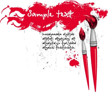 Paintbrush and red grange element clipart