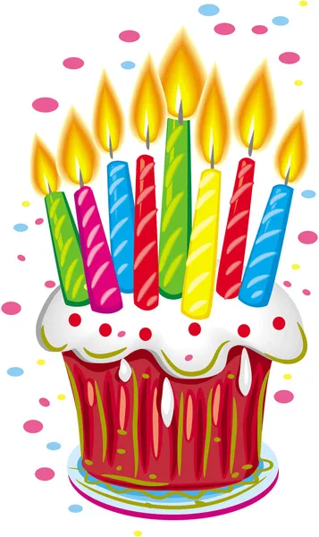 Tort urodzinowy ze świecami — Wektor stockowy