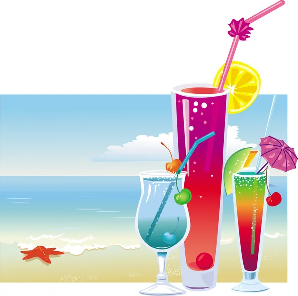 Cocktails on the beach — Stock Vector